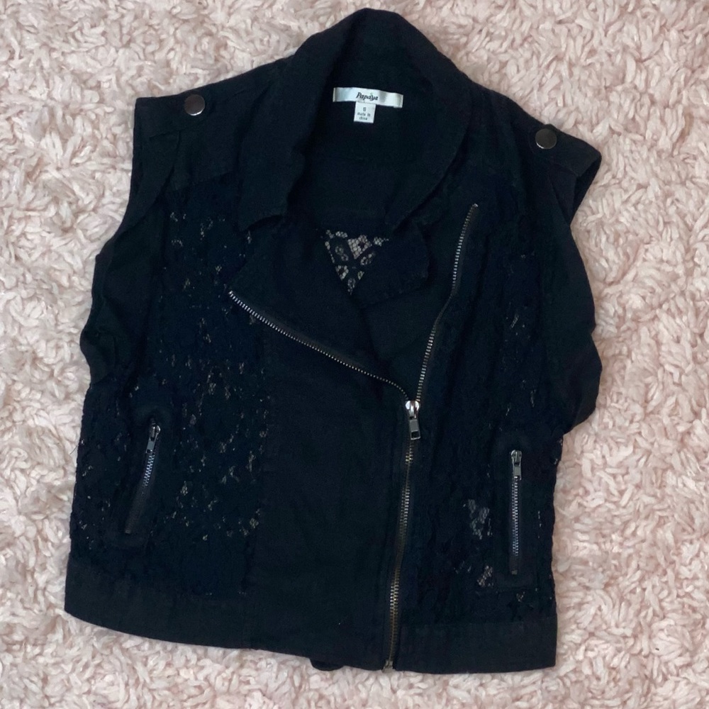 Papaya Black Sleeveless Jacket